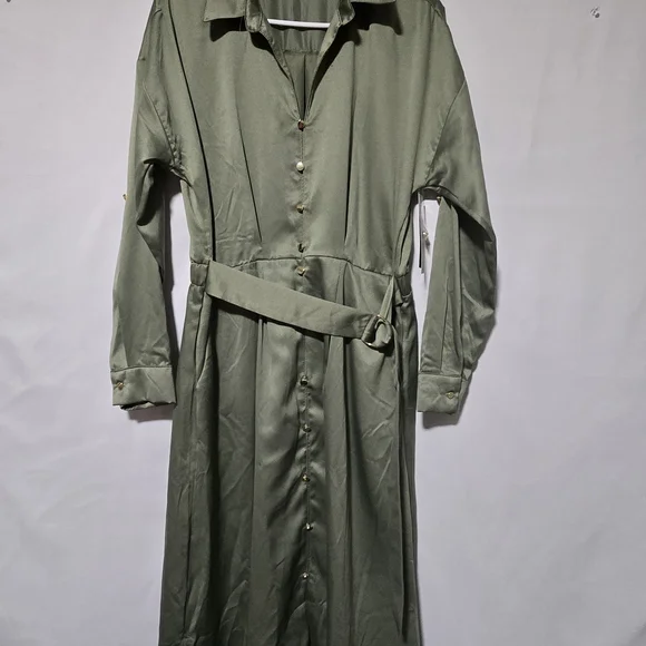 French Connection Sage Green Long Sleeve Dress - Picture 1 of 5